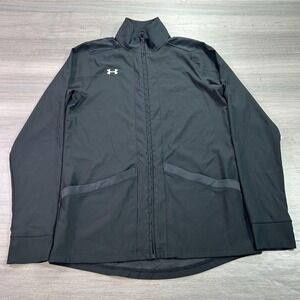 Under Armour Jacket Womens Medium Tall Black Softshell Full‎ Zip Woven Warm Up